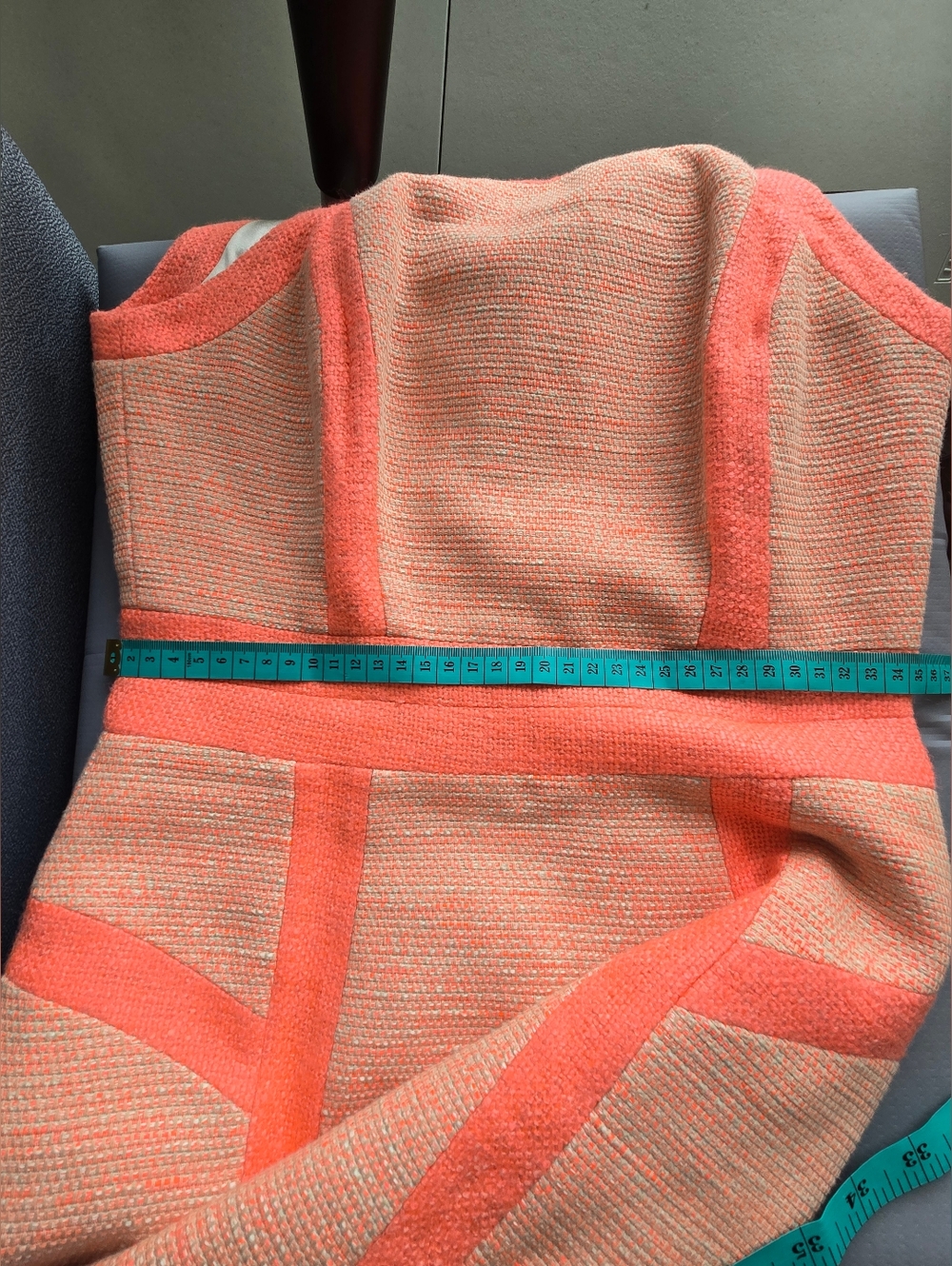 Milly Coral Orange Tweed Woven Lined Mini Dress Size 0 - Picture 13 of 14